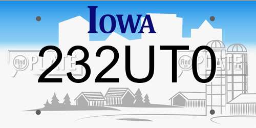 232UT0 Iowa License Plate