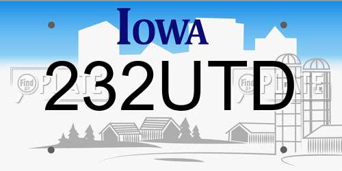 232UTD Iowa License Plate