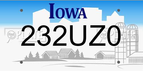 232UZ0 Iowa License Plate
