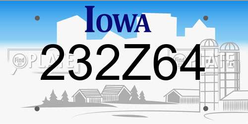 232Z64 Iowa License Plate