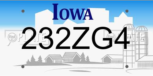 232ZG4 Iowa License Plate