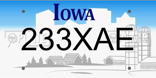 233XAE Iowa License Plate