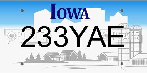 233YAE Iowa License Plate