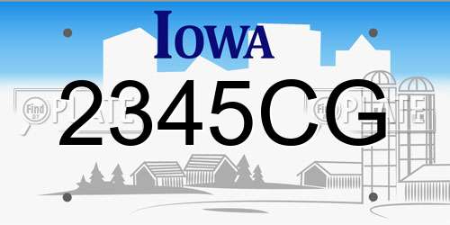 2345CG Iowa License Plate
