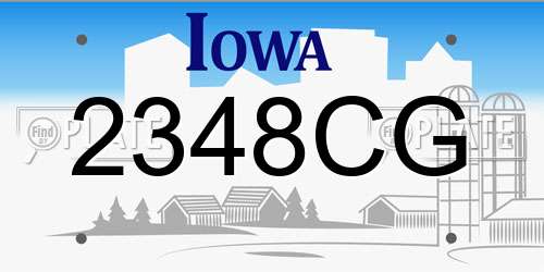 2348CG Iowa License Plate
