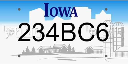 234BC6 Iowa License Plate