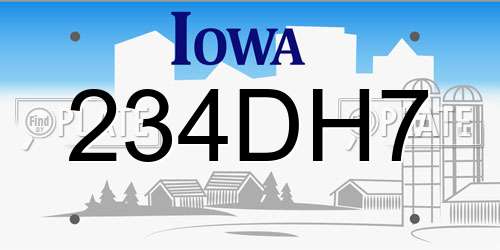 234DH7 Iowa License Plate