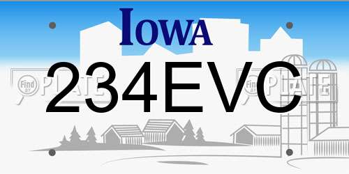 234EVC Iowa License Plate