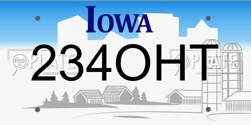 234OHT Iowa License Plate