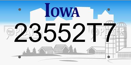 23552T7 Iowa License Plate