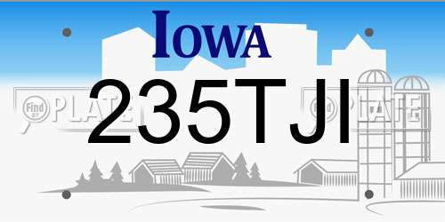 235TJI Iowa License Plate