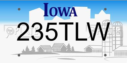 235TLW Iowa License Plate