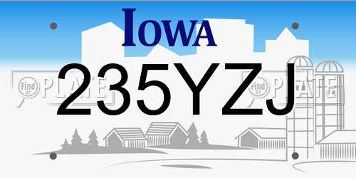 235YZJ Iowa License Plate