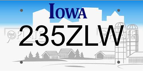 235ZLW Iowa License Plate