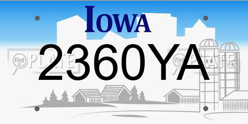 2360YA Iowa License Plate