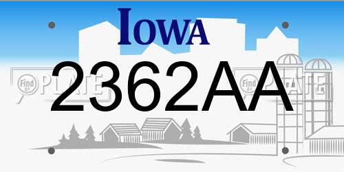2362AA Iowa License Plate