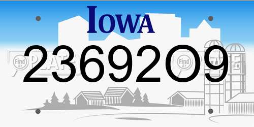 23692O9 Iowa License Plate