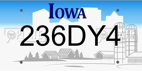 236DY4 Iowa License Plate