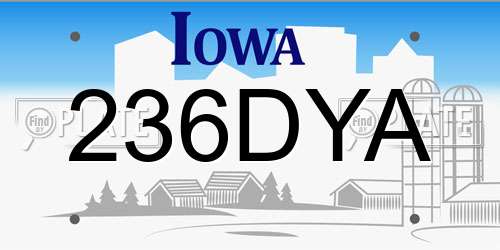 236DYA Iowa License Plate