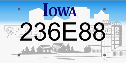 236E88 Iowa License Plate