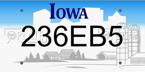 236EB5 Iowa License Plate