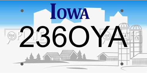 236OYA Iowa License Plate