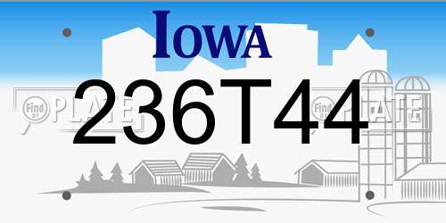 236T44 Iowa License Plate