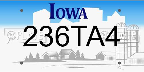 236TA4 Iowa License Plate