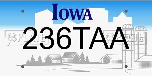 236TAA Iowa License Plate