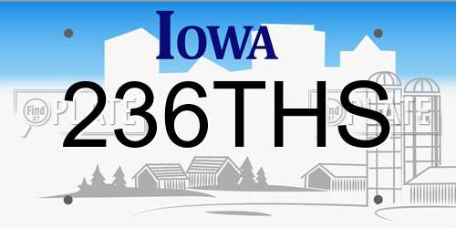 236THS Iowa License Plate