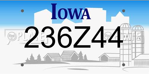 236Z44 Iowa License Plate