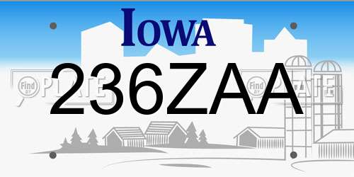 236ZAA Iowa License Plate