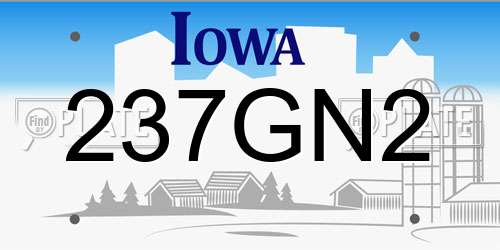 237GN2 Iowa License Plate