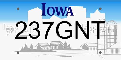 237GNT Iowa License Plate