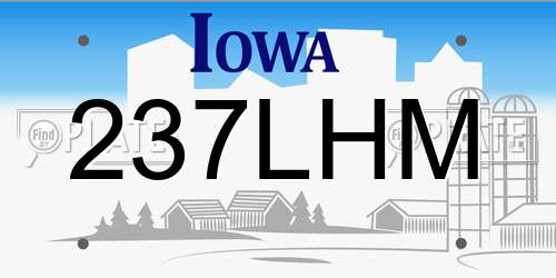 237LHM Iowa License Plate