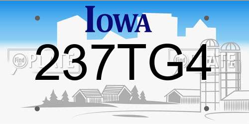 237TG4 Iowa License Plate