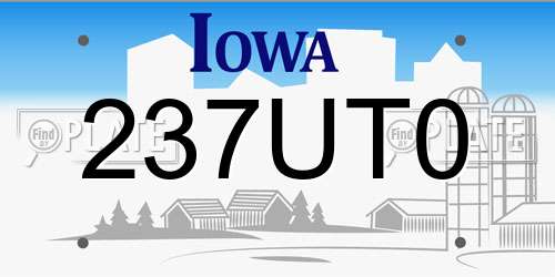 237UT0 Iowa License Plate
