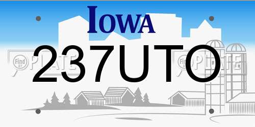 237UTO Iowa License Plate