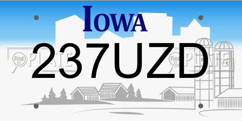 237UZD Iowa License Plate