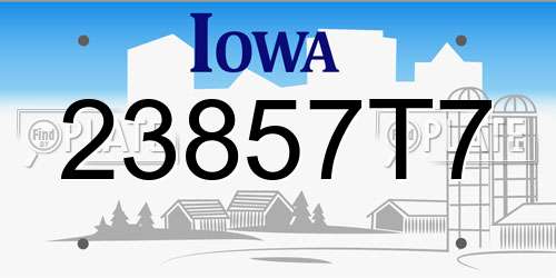 23857T7 Iowa License Plate