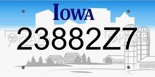 23882Z7 Iowa License Plate