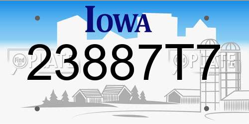 23887T7 Iowa License Plate