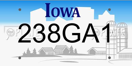 238GA1 Iowa License Plate