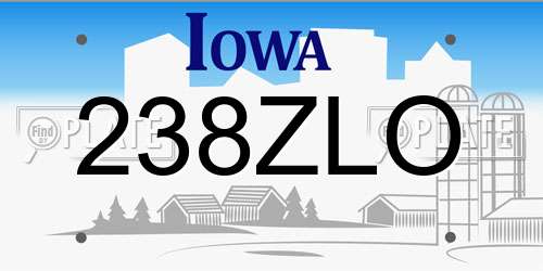238ZLO Iowa License Plate