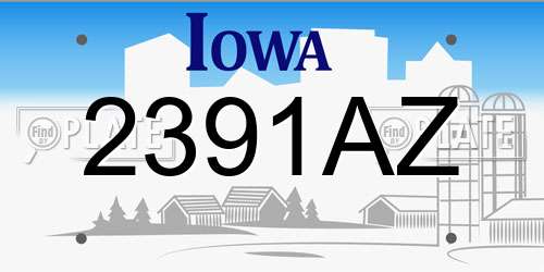 2391AZ Iowa License Plate