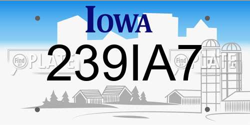239IA7 Iowa License Plate