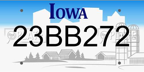 23BB272 Iowa License Plate