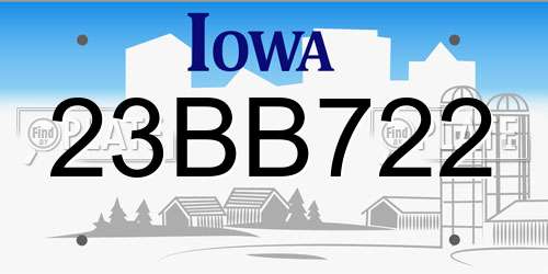 23BB722 Iowa License Plate