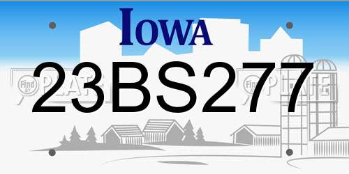 23BS277 Iowa License Plate