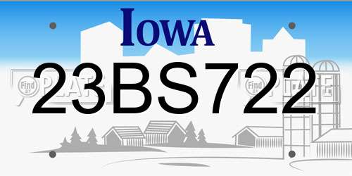 23BS722 Iowa License Plate